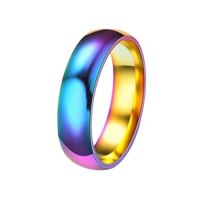 China Fashion 18K 14K Gold Thin Layer Couples Ring Set Colorful Simple Shiny Stainless Steel Wedding Rings Couples Ring for sale