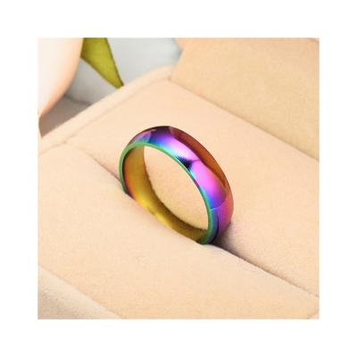 China Fashion Hot Sale Products Rainbow Color Plating HematiteWide Finger Rings For Men And Women for sale