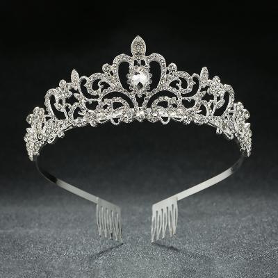 China Romantic Ready To Ship Luxury Wedding Crown Fashion Beautiful Style Romantic Crystal Bridal Crown Gift for sale