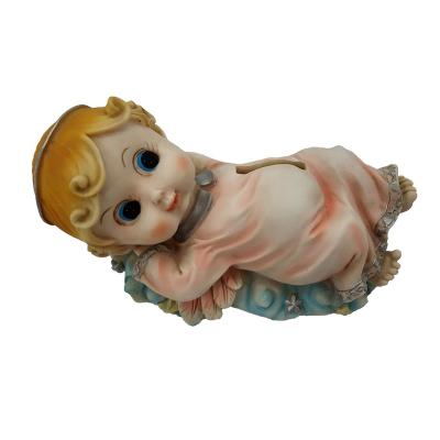 China Custom Resin Europe Crafts Angel Baby Figurine Money Saving Jar for sale