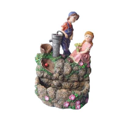 China Europe Polyresin craft kids custom figurine tabletop fountain for home decoration for sale