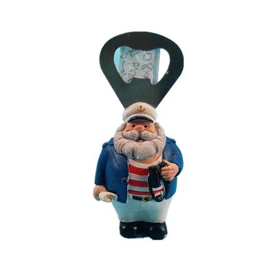 China Custom Resin Europe Opener Sailor Figurine Wine Bottle Opener Fridge Magnet For Souvenir Gifts for sale