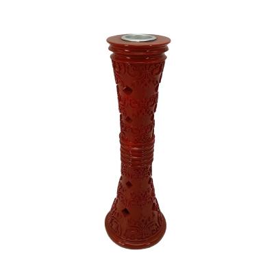 China Modern Resin Home Decorative Wholesale Red Totem Pillar Candle Holder From Europe for sale