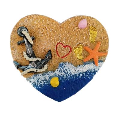 China Europe Resin 3D Magnet Heart Shaped Ocean 3D Fridge Magnet For Tourist Souvenir for sale