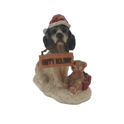 China Beautiful Hanging Worlwide Dog Ornament With Notice Resin Craft Customized Dog Sculpture For Garden Decor for sale