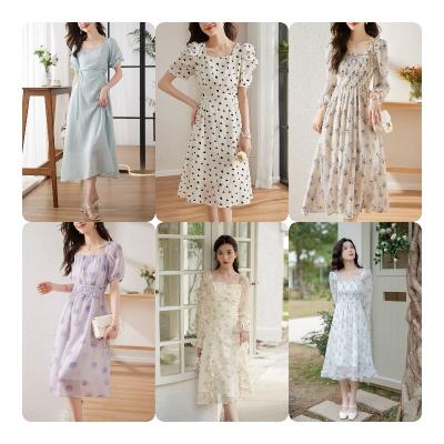 China High quality anti-static holiday ladies print cheap hot sale breathable dress formal dress closeouts for sale