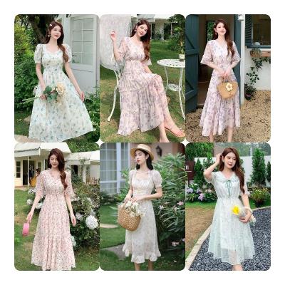 China Anti-Static Whole Stock Ladies Clothing Cancled Stock Ladies Clothing Interesting Cancellation Printing Dress for sale