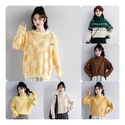 China Autumn Round Neck Customized Logo Anti-Wrinkle Sweater Knitted Sweater Women's Variety Stock Pure Cotton Knitted Sweater Wholesale Sweater for sale