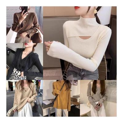 China Anti-Wrinkle Designer Sleeve Pullover Along Winter Fall Sexy Wholesale Ladies Knitted Tops Women SweaterMiscellaneous Inventory for sale