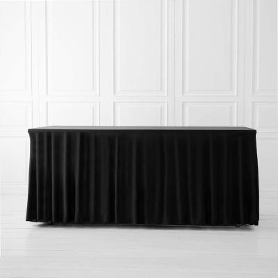 China Single Cheap Banquet Rectangle Round 6ft 8ft Spandex Table Top Cover 32 Black White Customized Size for sale