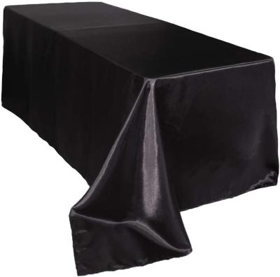 China 90 x 132 Inch Eco-Friendly Black Satin Rectangular Table Cloth Table Cloths For Parties, Holiday Dinner for sale