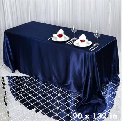 China Oilproof Satin Tablecloth Hot Selling Universal Rectangular Royal Blue Luxury Wedding for sale