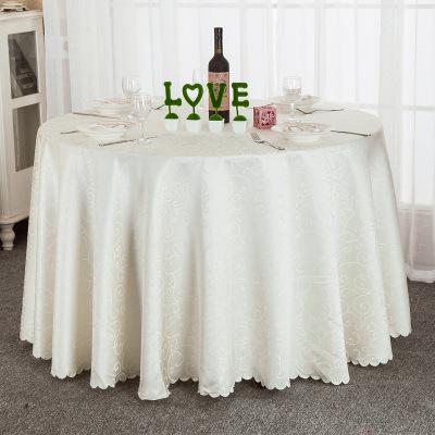 China Oilproof Ready To Ship White Wedding Table Cloths Jacquard Tablecloth for sale