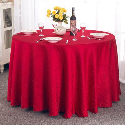 China Hot Selling Elegant Oilproof Polyester Banquet Wedding Jacquard Round Table Cloth for sale