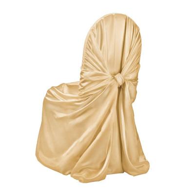 China Leisure New Fancy Luxury Satin Chair Covers Banquet Wedding Party Gold Chair Covers Decorative for sale