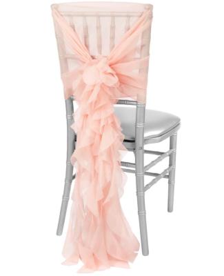 China Simple new style romantic Chivari chiffon chair cover sash to marry chiffion chair cover for sale