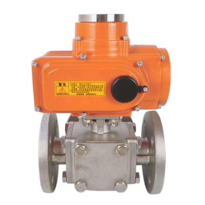 China General Gas AC DC Customize Voltage Electric Actuator Motorized STAINLESS 3 Way Ball Valve for sale