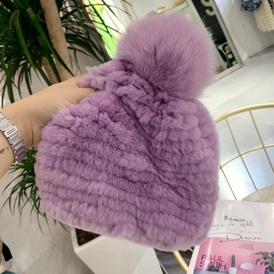 China 2021Factory Real Winter Women Comfortable Direct Fur Knitted Hat Warm Rabbit Hat Winter RXT for sale