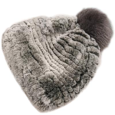 China 2021Factory Real Winter Women Comfortable Direct Fur Knitted Hat Warm Winter Hats for sale