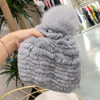 China 2021Factory Real Winter Women Comfortable Direct Fur Knitted Hat Warm Winter Hats for sale