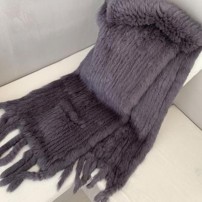 China Real rabbit 2021New comfortable knitted fur scarf winter fashion style caps female other scarves & for sale