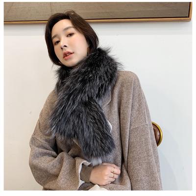 China 2021 Sale Ladies Women's Winter Plush Fox Fur Winter Plush Warm Comfortable Bilateral Knitted 100% Full Coverage Scarf For Women Shawl for sale