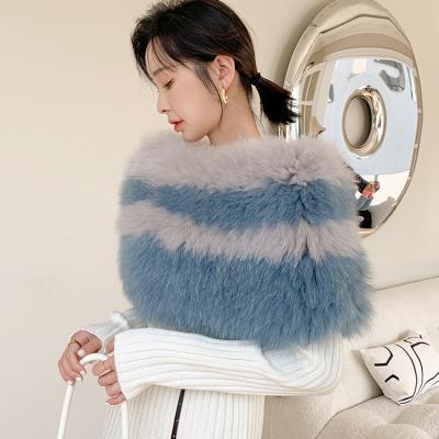 China Wholesale Cozy Soft Winter Scarves Knitting Designer Ladies Pleated Fur Shawl For Women for sale