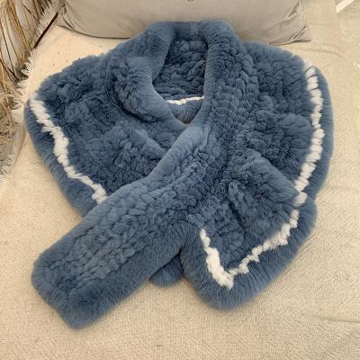 China Comfortable Wholesale Ladies Long Style Real Rabbit Fur Scarf Genuine Rabbit Fur Shawl for sale