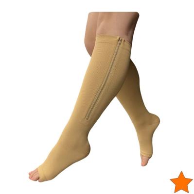 China Presadee Breathable 15-20mmHg Open Toe Compression Leg Calf Swell Moderate Open Zipper Sock Care Sports Compression Socks for sale