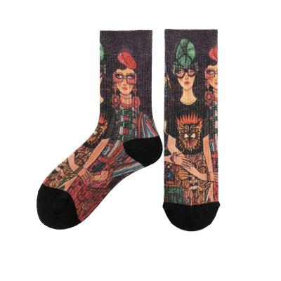 China Sporty Competitive Premium Art Fashion Custom Pattern Printing Sport Socks for sale