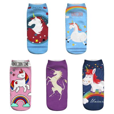 China Hot Selling Wholesale Antibacterial Cute Cartoon Pattern 3d Print Sports Women Ankle Socks Tube Animal Socks for sale