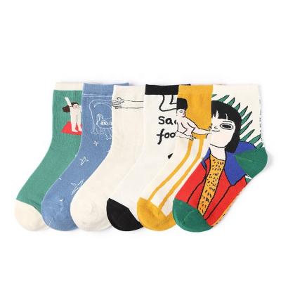 China Art Cozy Creative Custom Design High Quality Antibacterial Combed Cotton Women Cartoon Ankle Crew Teenage Socks for sale