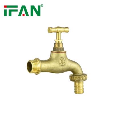 China Modern IFAN Customized Copper 3/4 Inch Brass Water Tap Outdoor Garden Faucets Plumbing Brass Bibcock for sale