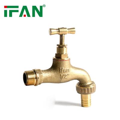 China Modern IFAN Factory Customized Brass Water Taps Forged 1/2 3/4 Inch Outdoor Garden Copper Bibcock for sale