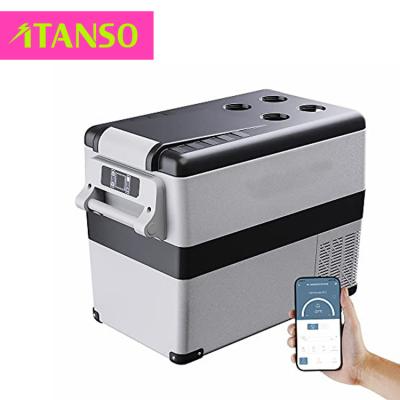 China New China-chic DC 12/24v Mini Car Fridge 45L portable automatic freezer refrigerator for camping for sale