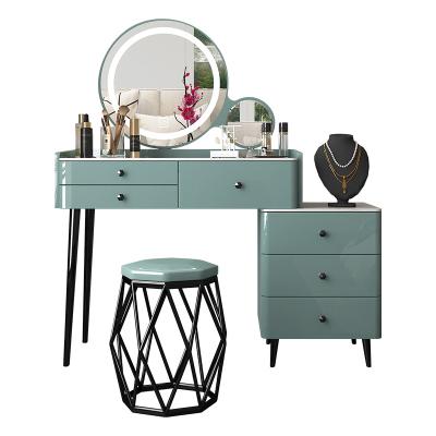 China Luxury simple modern storage dresser bedroom dressing table built-in rock panel desk dressing table with mirror for sale