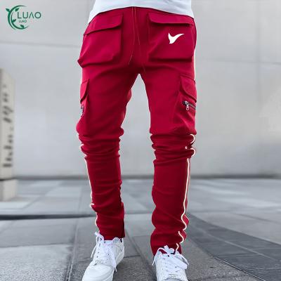 China New Arrivals Breathable Custom Plus Size Stripe Mens Reflective Pants With Pockets Sweat Wicking Pants Street Wear Jogging On for sale