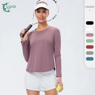 China Breathable Gym Workout Women's Seamless Athletic Sports Long Sleeves Running Top Yoga Long Sleeve For Women for sale