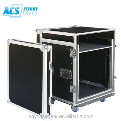 China 9mm plywood + 2mm fireproof + water proof top slope 13u mixer stand with 16u amplifier stand case with DJ stand + wheels for sale