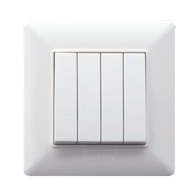 China BOTON 4 Band 2 Way White PC Material UK BS Wall Switch UK Standard Socket Q3W010 for sale