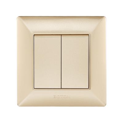 China Q3 2 Gang 2 Way Champagne Color PC Panel British Standard UK Wall Switch Q3G005 for sale