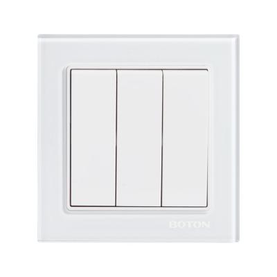 China G9 Series 3 Wall Strip Glass Switch White Glass Switch British Standard 86X88MM for sale