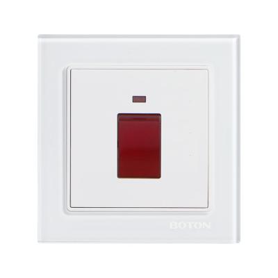 China G9 Series 45A Glass Switch With Lamp Wall Double Pole British Standard Switch 86X88MM for sale