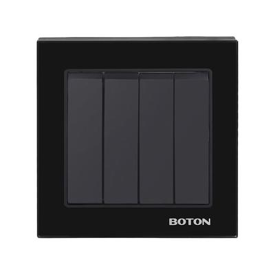 China BOTON 4 Gang Switch Recessed Black Glass British Standard Wall Switch 86X88MM for sale