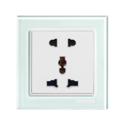 China G9 Series 5 Pin Universal Socket Green Glass Panel Wall Switch Glass Socket 86X88MM for sale