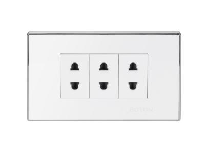 China V6 Series 6 Pin Socket Switch White Panel PC Panel Flush Mount 72.5X120MM for sale