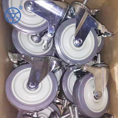 China 3 Inch 75mm Rigid Gray TRP Caster Wheels Supplier for sale