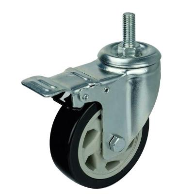 China Wholesale Medium Duty PIVOT WBD Stem PU Caster Wheel Black Threaded Swivel Caster Hollow for sale