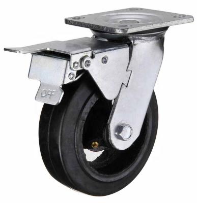 China Black Hard Rubber Heavy Duty Industry Iron Core Swivel Yard Dump Caster Wheels for sale