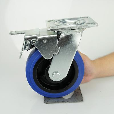 China 4/5/6/8 Inch Caster Wheel Medical Heavy Duty Blue Noise-Dampening Caster Wheel TPR Fixed Wheels With Brake for sale